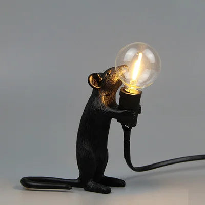 Nordic Cartoon Mouse Resin Night Lamp, Resin Animal Rat, Home Decor, Bedside Lighting Fixtures, E12