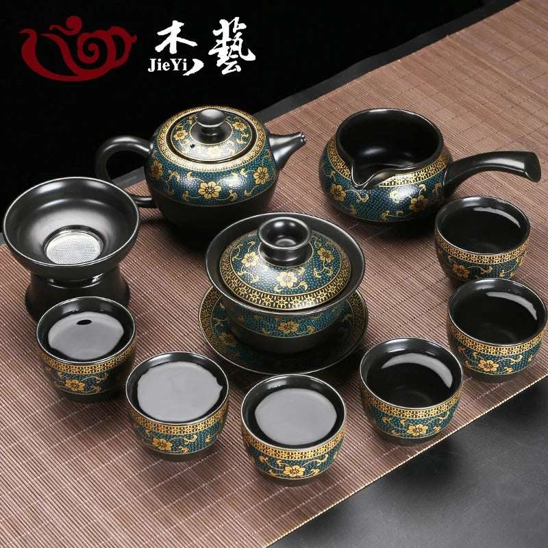 Upscale Tea Sets Ceramic Kung Fu Teaset Teacup Porcelain Service Gaiwan Tea Cups Mug of Tea Ceremony Teapot