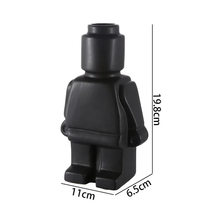 Minifigure Building Blocks Resin Robot Flower Vase Home Decoration Modern Home Interior Office Desk Decoration Pendants ваза 화병
