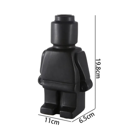 Minifigure Building Blocks Resin Robot Flower Vase Home Decoration Modern Home Interior Office Desk Decoration Pendants ваза 화병