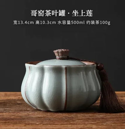 Ceramic Tea Caddy Storage Tank Sealed Jar Candy Jar Tea Box Sugar Bowl Tea Organizer Home Food Container Decorative Jars Tea Can