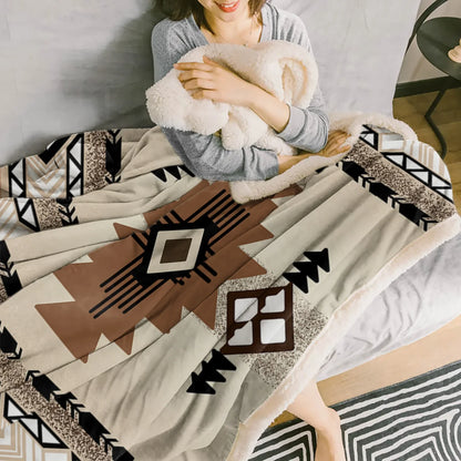 Indian Geometry Graphics Blankets Winter Warm Cashmere Blanket Office Sofa Soft Throw Blanket Kids Bed Bedspread