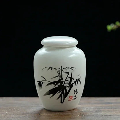 Portable Ceramic Tea Caddy Household Storage Sealed Tank Travel Coffee Moisture-proof Jar Kitchen Spice Candy Containers