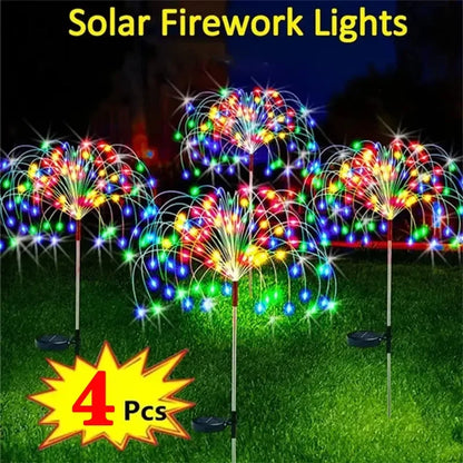 1/2/4pcs Solar LED Firework Fairy Light Outdoor Garden Decoration Payway Pathway Light for Patio Yard Party Christmas Wedding