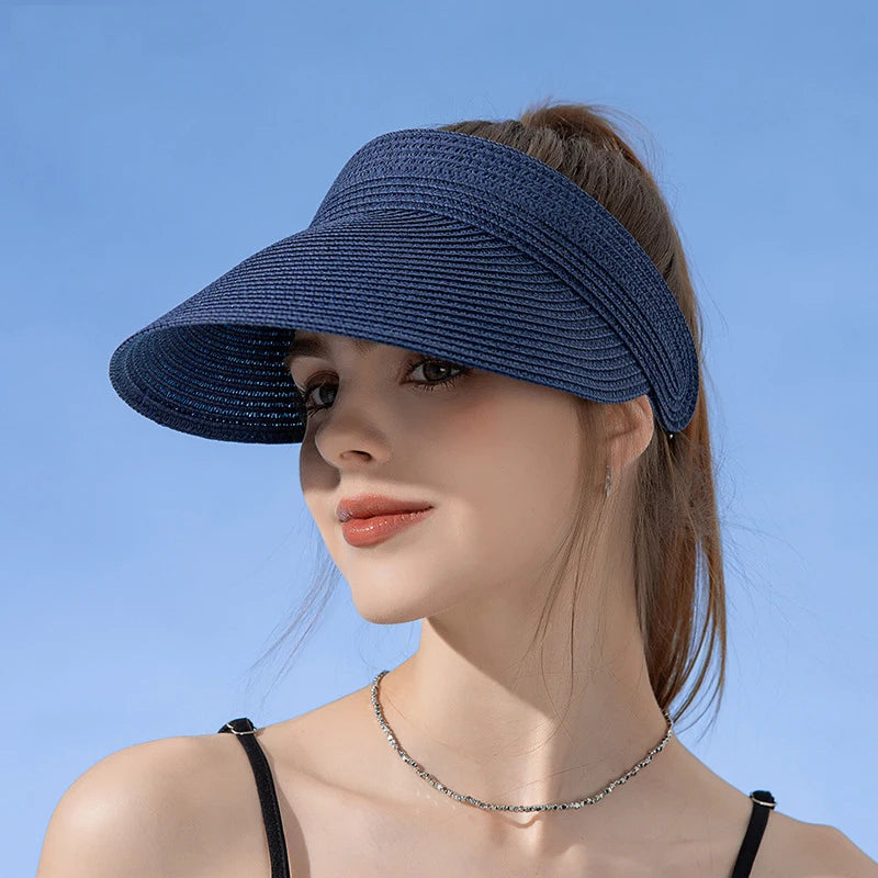 Primavera e verão feminino feminino de soldado de palha de palha de moda de pato de pato de pato de pato Big Brim Brim g37