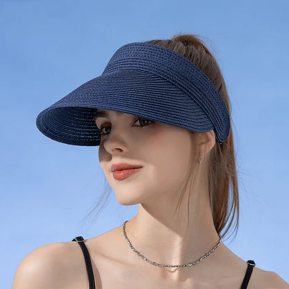 Fasci per la paglia da sole primavera ed estate da donna con cappello di paglia da sole vuoto Cappello per lingua Duck Top Duck BRIM Cap G37