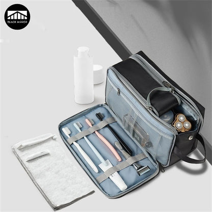 Borsa da toeletta di grande capacità per comodo da viaggio da viaggio Multiyer Organizzatore di trucco aperto a portata di mano portata per cosmetica