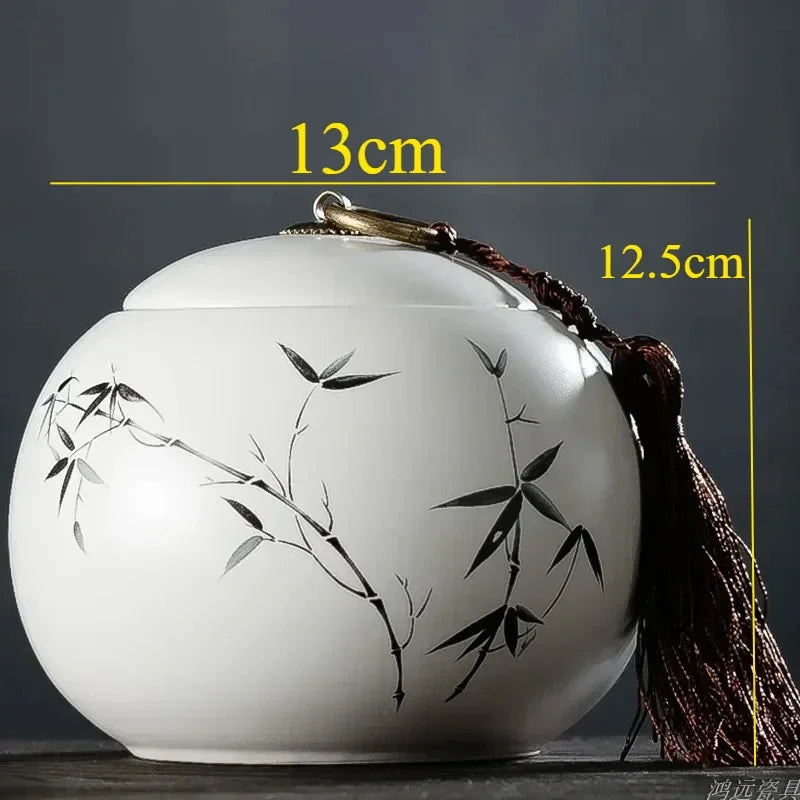 Large Capacity Ceramic Tea Caddy Portable Sealed Travel Tea Jar Candy Coffee Storage Spice Container Tea Boxes Storage Tank