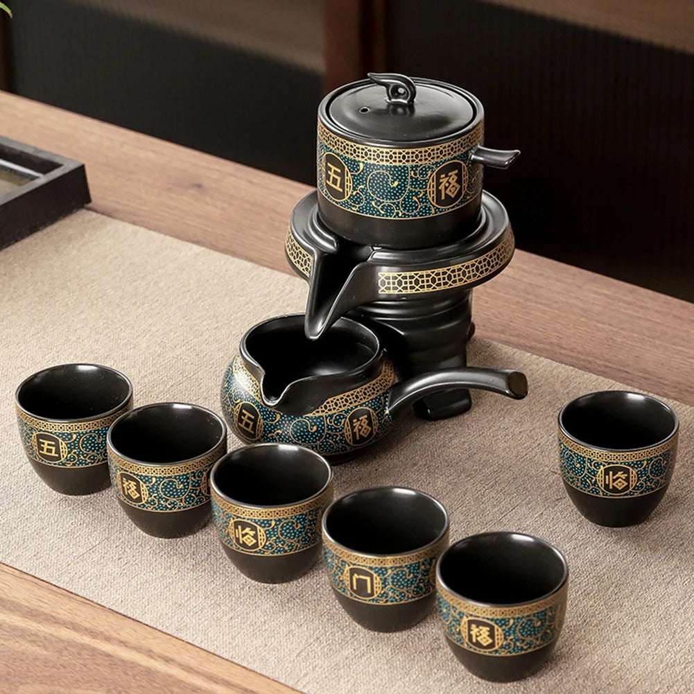 Chinese Tea Set Ceramic Kungfu Tea Set With Pattern Tea Pot And Cup Kit Multifunctional Travel Teapot Gift For Friends Family