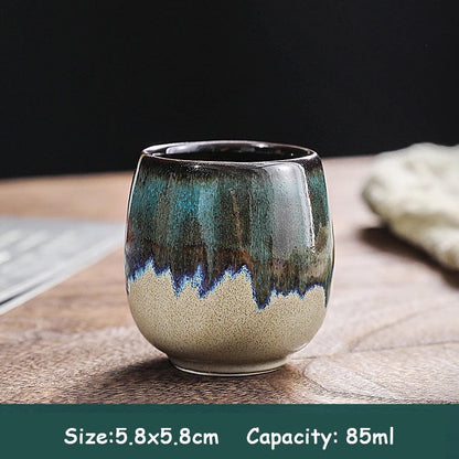 85/160ML Japanese Style Teacup Water Cup Stoneware Ceramic Coffee Cups Kiln Change Kungfu Teacup Beer Tea Mug Cuisine Drinkware