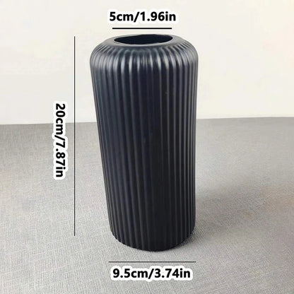 Striped Ceramic-Like Plastic Vase for Flowers Decorative Floral Arrangement Display Creative Little Flower Vase Home Decoration