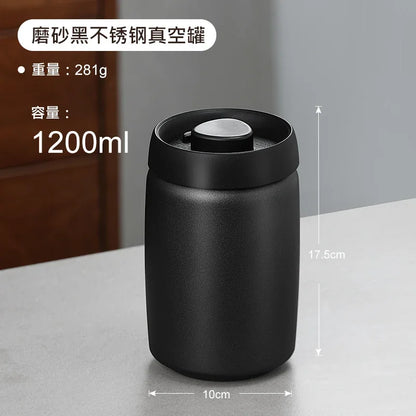 Stainless steel tea sealed jar Moisture-proof household tea storage jar press vacuum high-grade coffee bean sealed jar