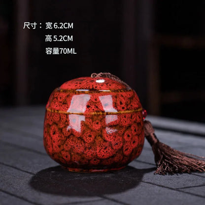 Ceramic tea can, small size, portable, kiln sealed can, household tea storage tank, powder medicine can tea tin Coffee can