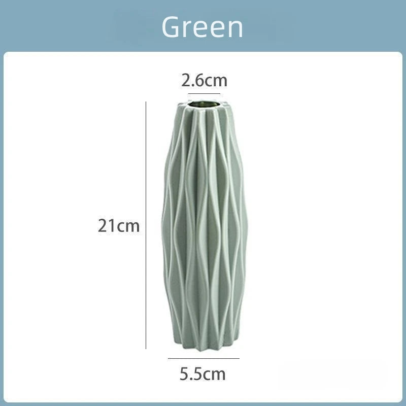 1Pc Diamond Plastic Vase Imitation Ceramic Flower Pot Thick And Durable Suitable For Living Room Bedroom Home Holiday Decoration