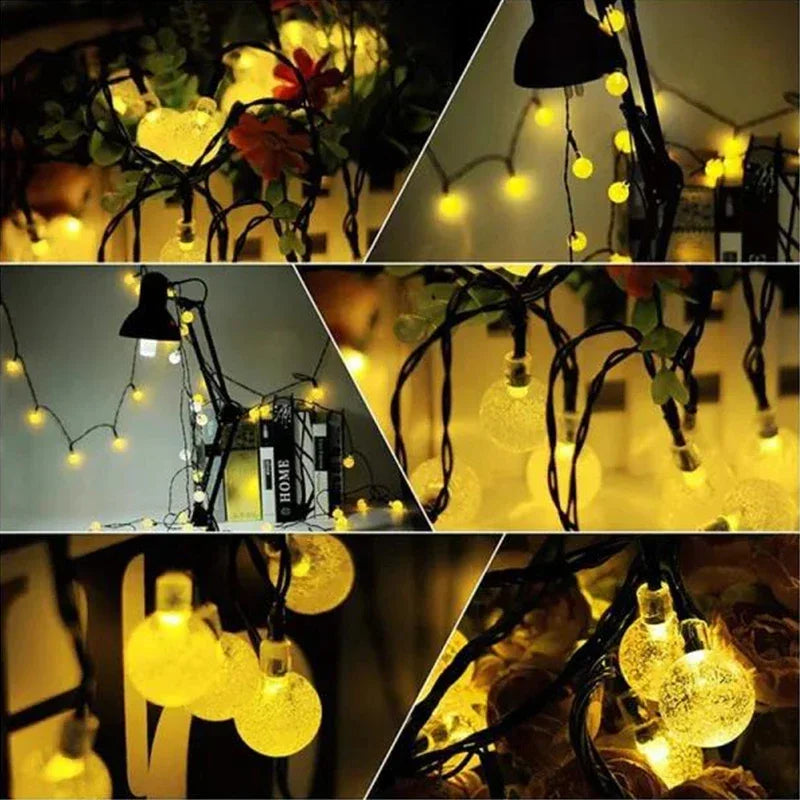 Solar String Lights Outdoor Crystal Fairy Light Chritmas Garland 8 Modes Vandtæt gårdhave Lys til havepartiindretning