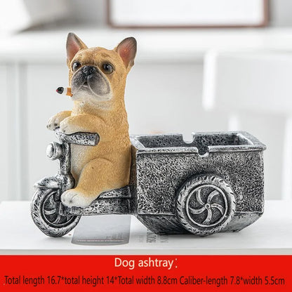 Dog Ashtray Decorative Bulldog Animal Large Capacity Storage Box Ceramic Crafts Ornaments Men Gift Cinzeiro Decorativo Cendier