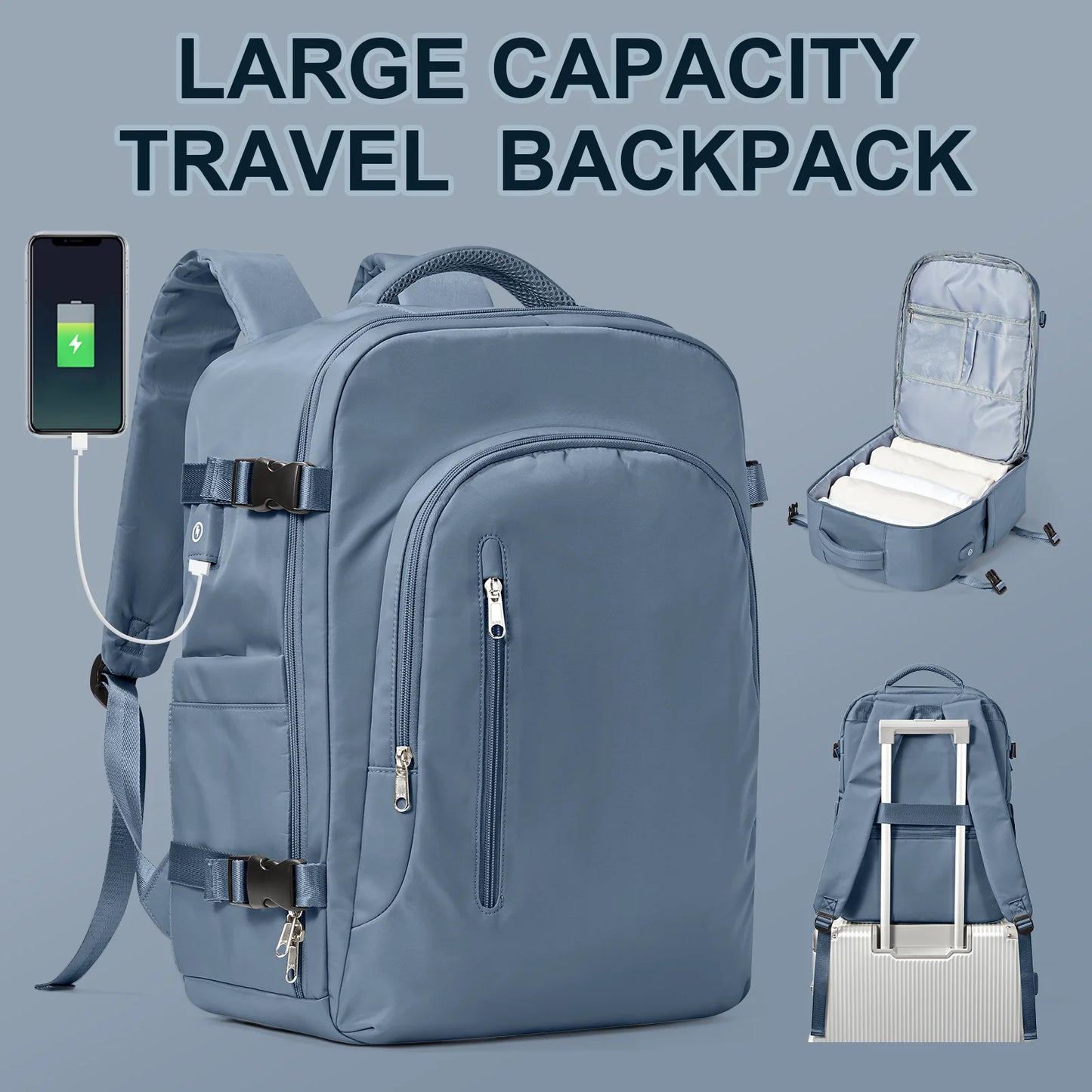 Laptop Bag Travel Ryggsekk for kvinner stor kapasitet easyJet bære-ons 45x36x20 ryggsekk Ryanair 40x20x25, menns hytte-ryggsekk