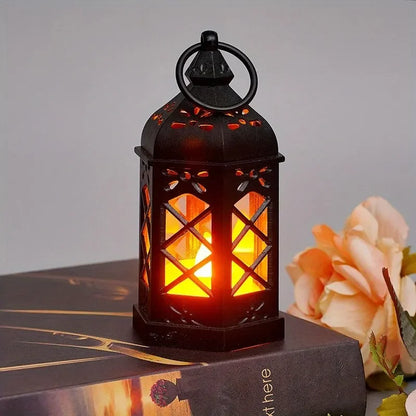 Retro Desktop LED Lamp, Creative Hexagonal Wind Lamp, Portable Candle & Horse Lamp, Atmosphere Decoration Gift