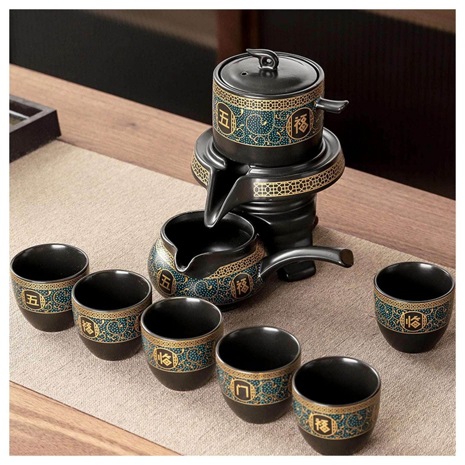 Chinese Tea Set Ceramic Kungfu Tea Set With Pattern Tea Pot And Cup Kit Multifunctional Travel Teapot Gift For Friends Family