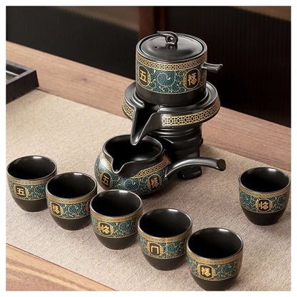 Chinese Tea Set Ceramic Kungfu Tea Set With Pattern Tea Pot And Cup Kit Multifunctional Travel Teapot Gift For Friends Family