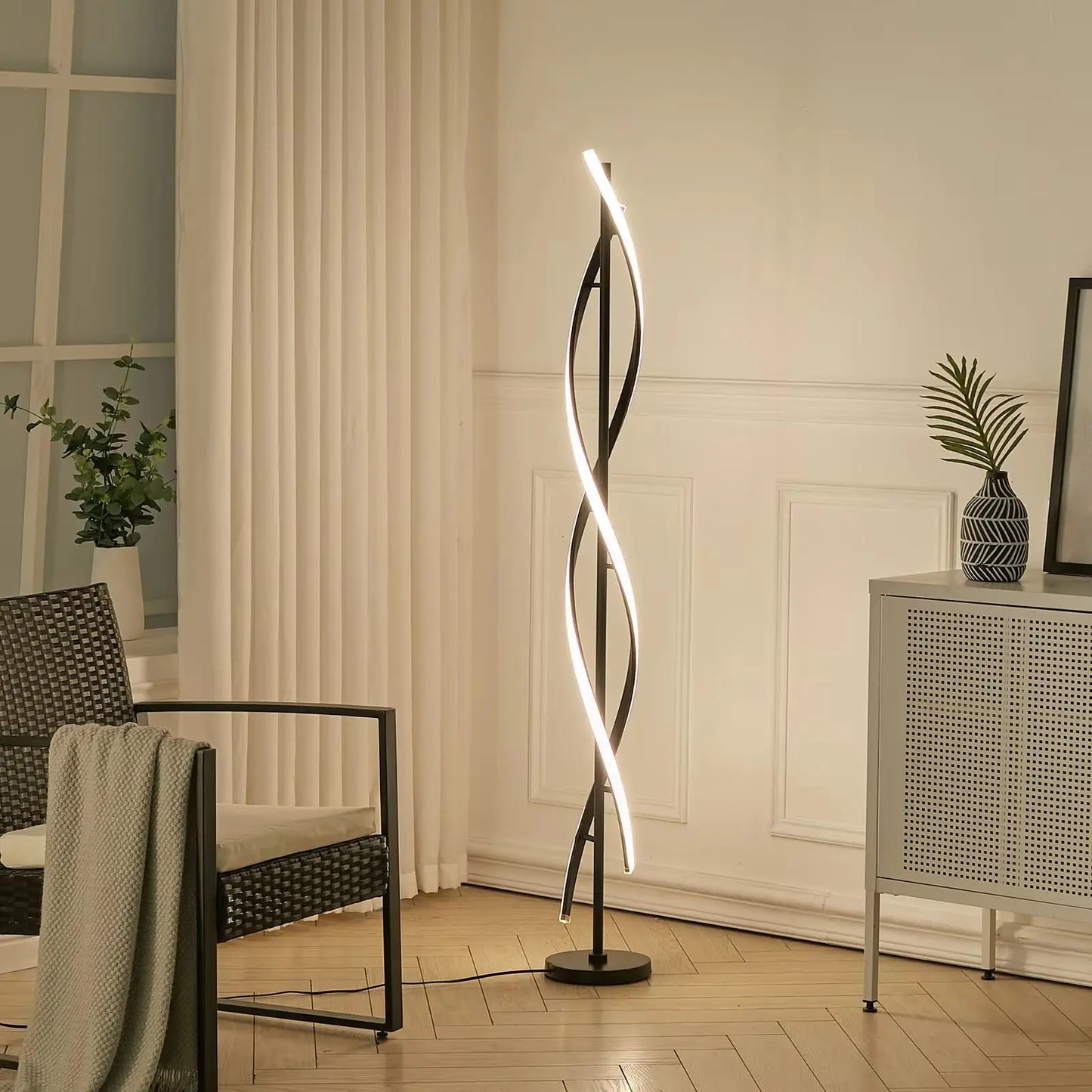 Black 60W Modern LED Floor Lamp for Living Room
