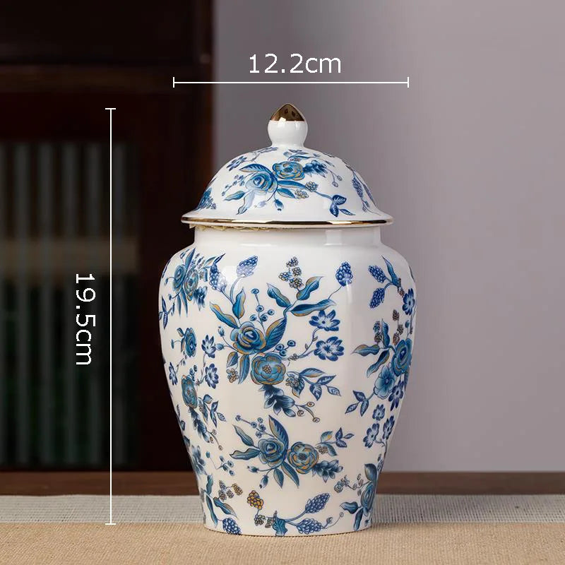 Blue and White Porcelain Tea Canister Ceramic Tea Organizer Box Storage Jars Desk Decoration Tea Jar Coffee Container Tea Caddy