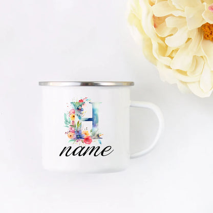 Personalized Floral Initial Name Cup Custom NameTea Coffee Hot Chocolate Mug Bride Bridesmaid Mothers Day Gift for Her