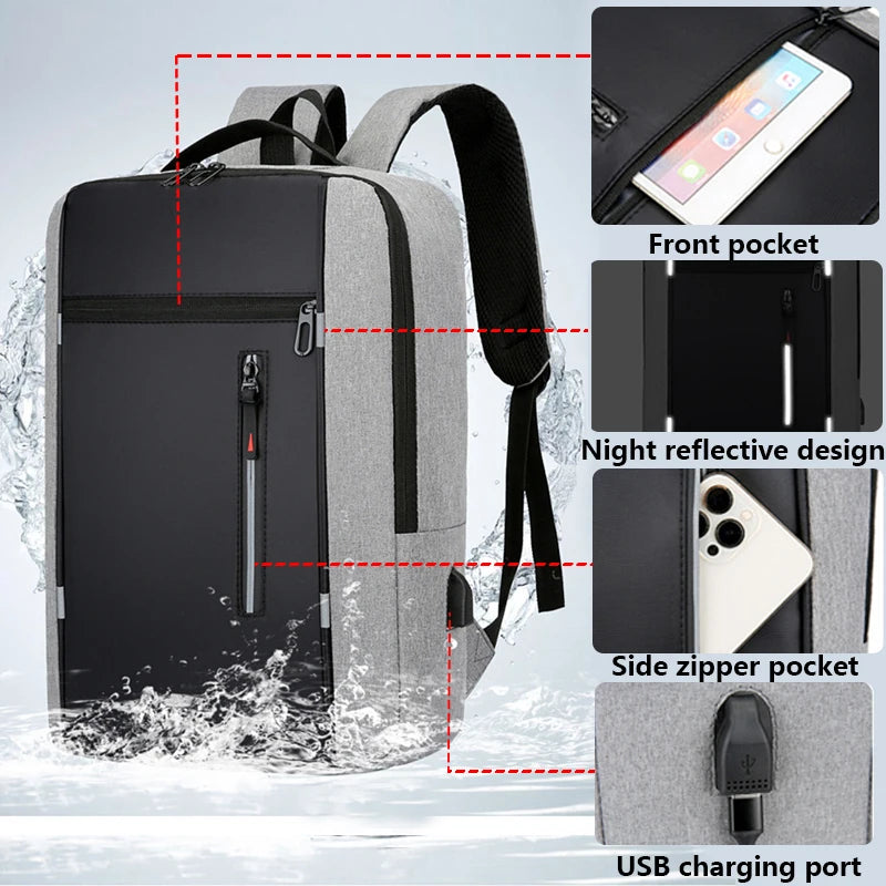 Saclotage d'activité imperméable Men USB École sac à dos de 15,6 pouces sac à dos pour ordinateur portable de grande capacité pour les sacs à dos pour hommes