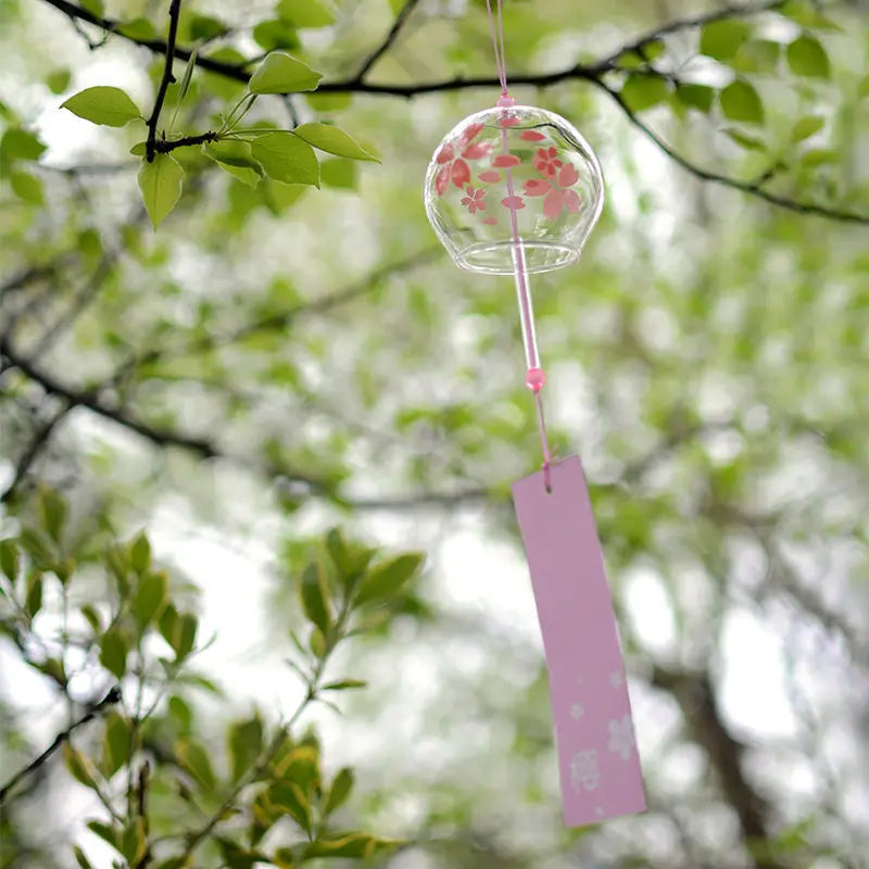 جرس الرياح اليابانية اليدوية ساكورا الرياح الدقات حديقة الديكور في الهواء الطلق الزجاج Furin الجدار الشنق ديكور المنزل غرفة قلادة الحرفية