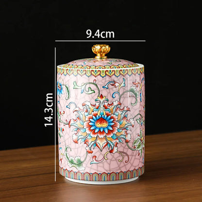 European Ceramic Storage Jar Enamel Decorative Kitchen Cereal Dispenser Coffee Table Desktop Tea Canister Living Room Candy Jars