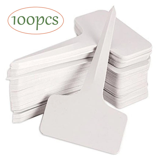 50/100pcs Biała plastikowa roślina PVC Tagi typu T-markery etykiety ogrodowe sadzonek tray dekoracyjne etykiety ogrodowe 6x10cm