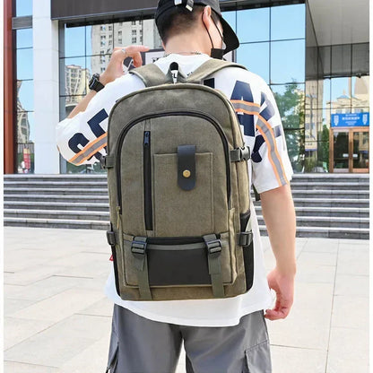 Kültéri utazási kempingtáska számítógépes táska hegymászó táska nagy kapacitású hátizsák férfiaknak vászon középiskolai hátizsákok