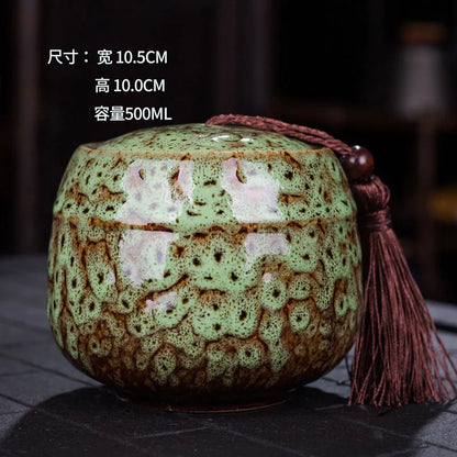 Ceramic tea can, small size, portable, kiln sealed can, household tea storage tank, powder medicine can tea tin Coffee can