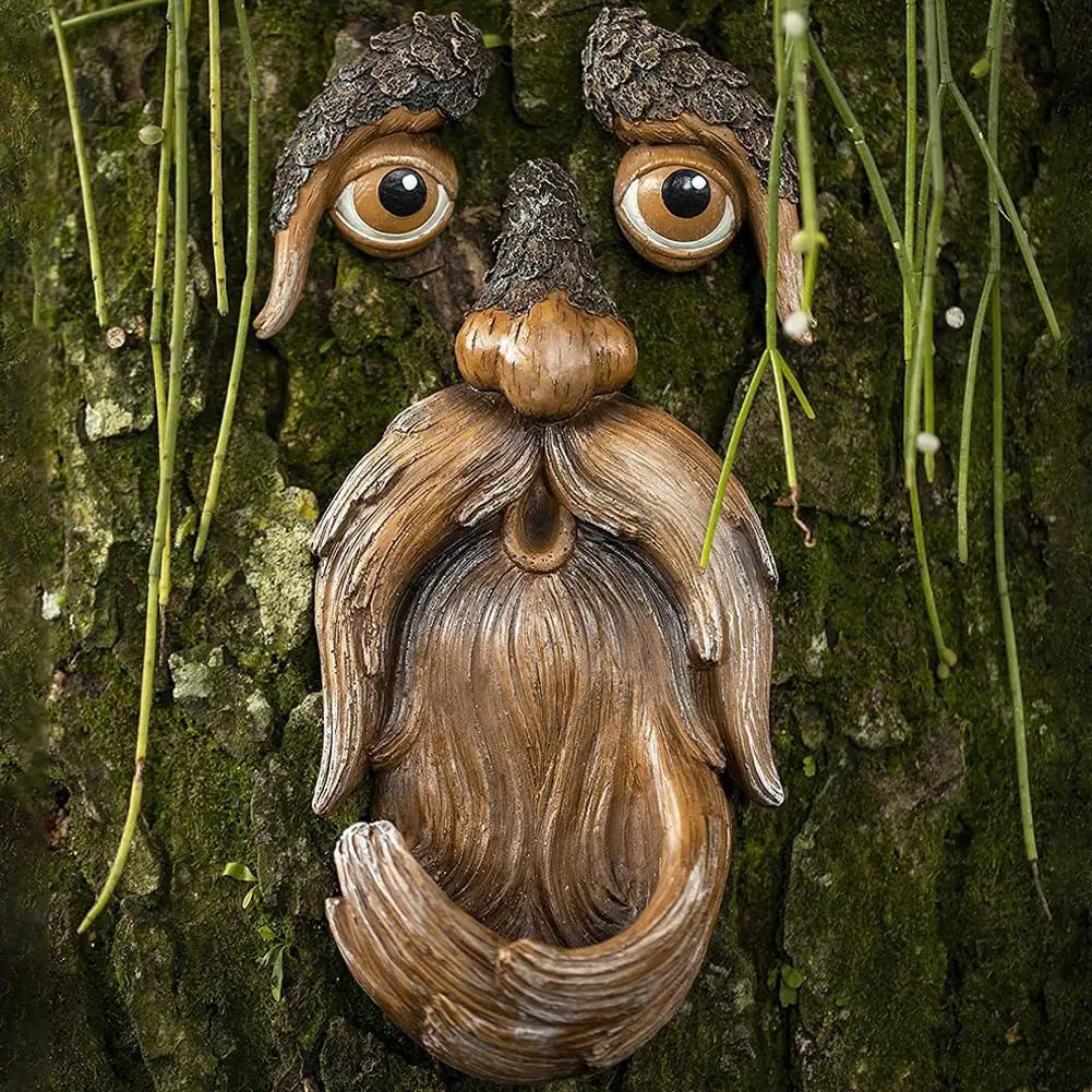 Grappige oude man boomgezicht knuffel tuin kunst buitenboom amuserende oude man gezicht sculptuur grillige boomgezicht tuindecoratie