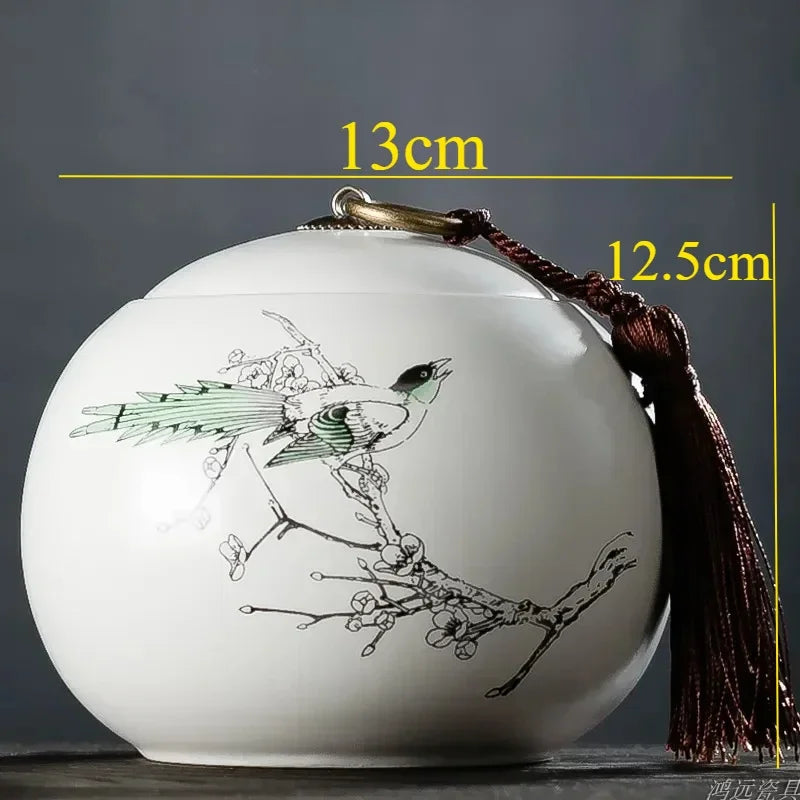 Large Capacity Ceramic Tea Caddy Portable Sealed Travel Tea Jar Candy Coffee Storage Spice Container Tea Boxes Storage Tank