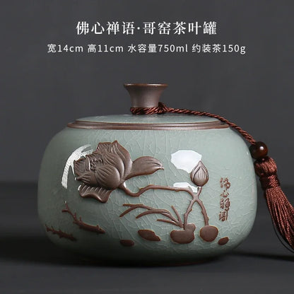 Ceramic Tea Caddy Storage Tank Sealed Jar Candy Jar Tea Box Sugar Bowl Tea Organizer Home Food Container Decorative Jars Tea Can