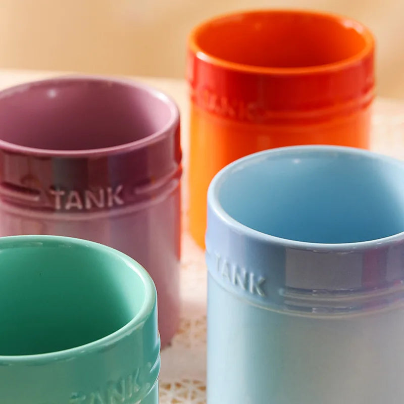 400ml Ceramic Storage Jar Kitchen Food Canisters Stackable Containers with Airtight Seal Plastic Lid for Coffee Tea Sugar Salt