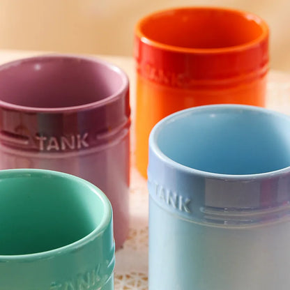 400ml Ceramic Storage Jar Kitchen Food Canisters Stackable Containers with Airtight Seal Plastic Lid for Coffee Tea Sugar Salt