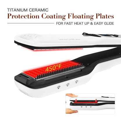 Professionele haargrenzenverwarming Hot Hair Combs Dual Voltage Titanium Curling Iron Stoom Flat Iron Hair Hair Breed Plates Tools