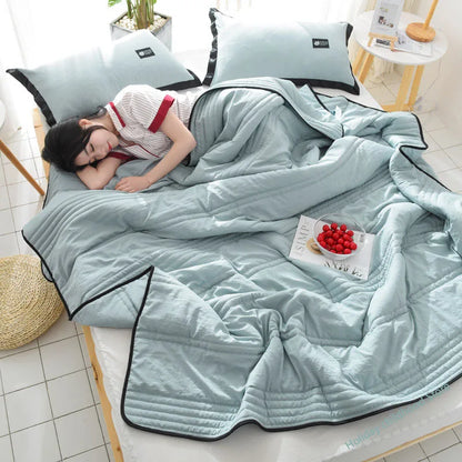 Edredón de aire acondicionado de verano colcha de franja delgada edredón liviano completo reina aliviable sofá cama cama de viaje colchas de viaje