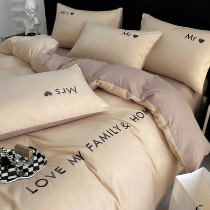 Set di biancheria da letto di cotone egiziano di lusso Nordico King Regina doppia taglia doppia con fogli di copertura del piumone 1/2 Lince da letto