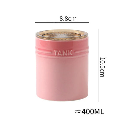 400ml Ceramic Storage Jar Kitchen Food Canisters Stackable Containers with Airtight Seal Plastic Lid for Coffee Tea Sugar Salt