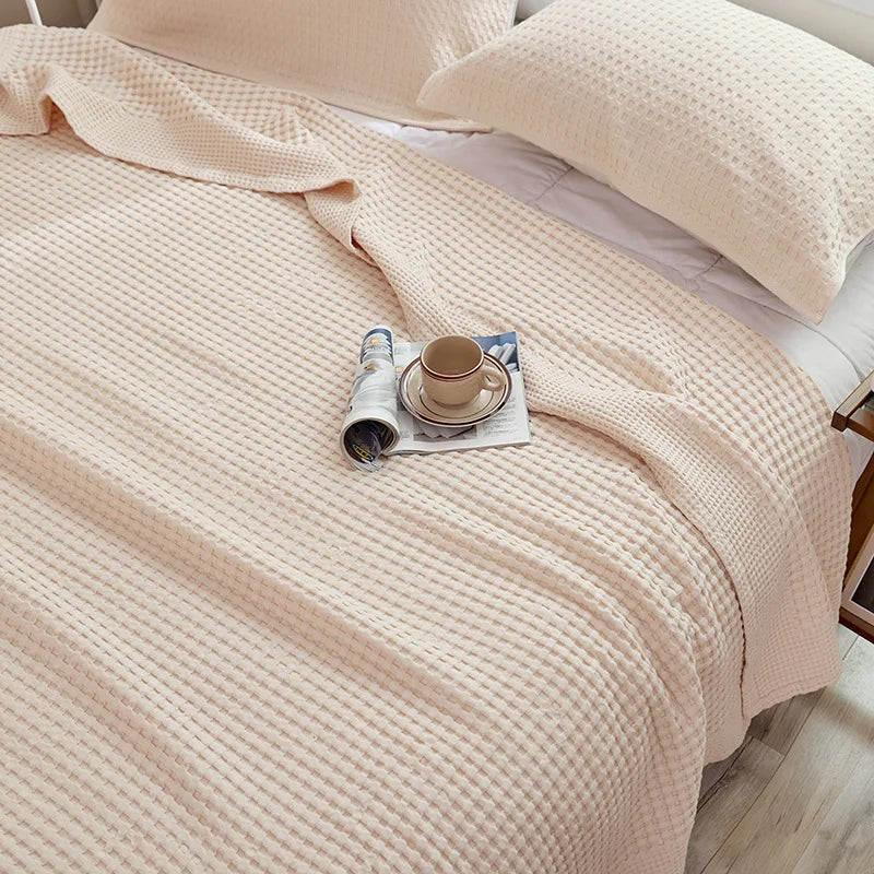 Japão Waffle xadrez manta de algodão para cama rainha solteira colcha de colabor