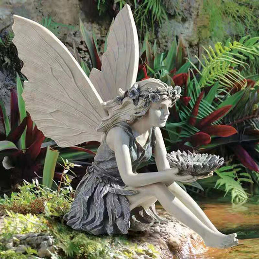 Fairy Statue Resin Ornement Decoration Garden Decoration Angel Figurine Prier Prayer Girl Girl Sculpture Artisanat Rétro Ornement de bureau