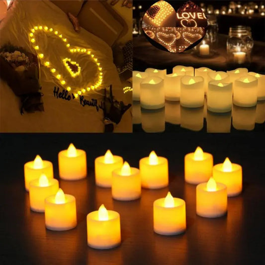 Liekitön LED -kynttilänvalon akkukäyttöiset kynttilöt Tea Light Lamp Wedding Syntymäpäiväjuhlakoristeet Romanttiset valot