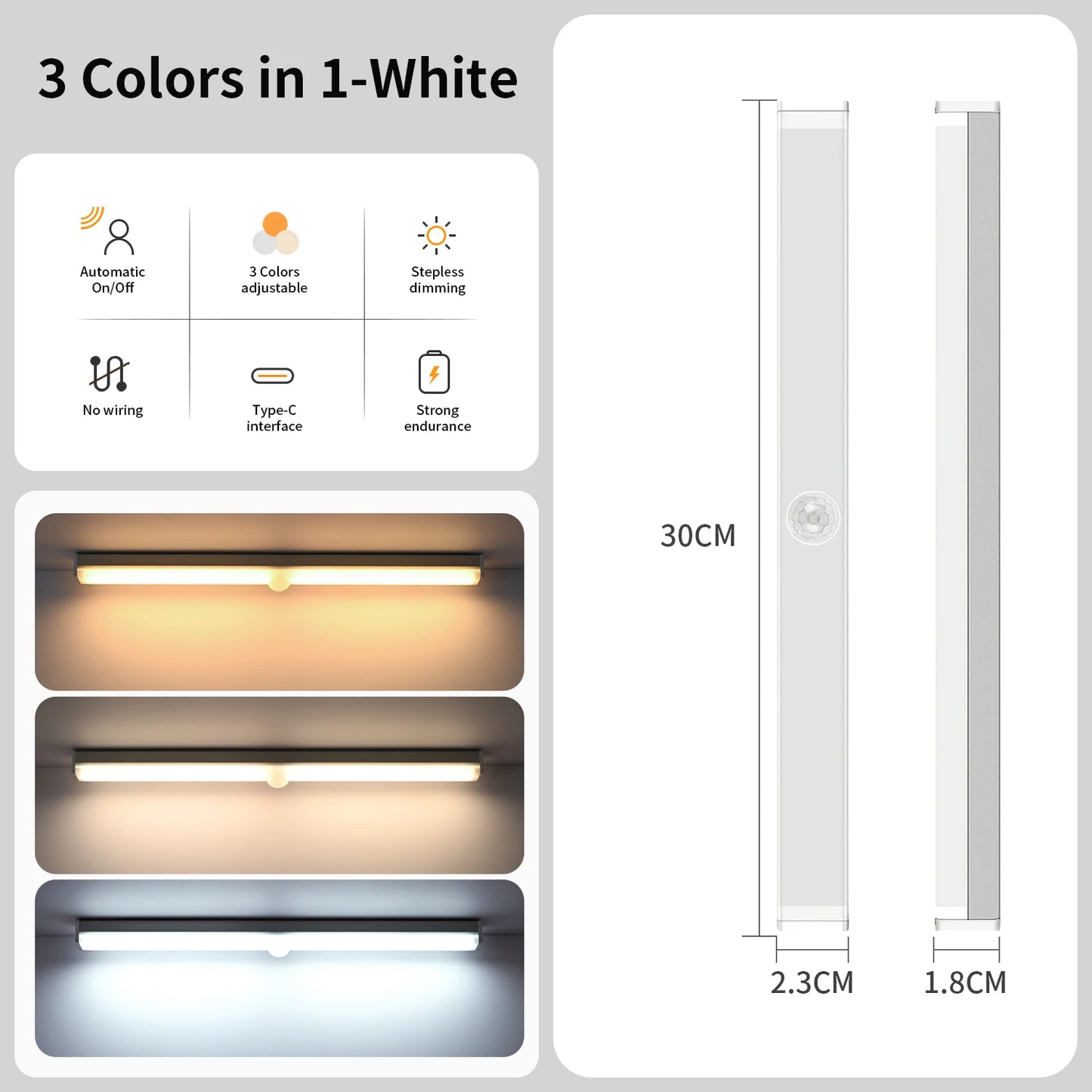 LED Desk Lamp Hanging Magnetic Stepless Dimming LED Night Light USB Rechargeable Bedroom Light Cabinet Closet Reading Night Lamp