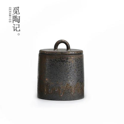 Stoneware Tea Tins Porcelain Sealed Jar Household Large and Small Size Japanese Style Tea Container Tea Box Tea Jar Tea Storage