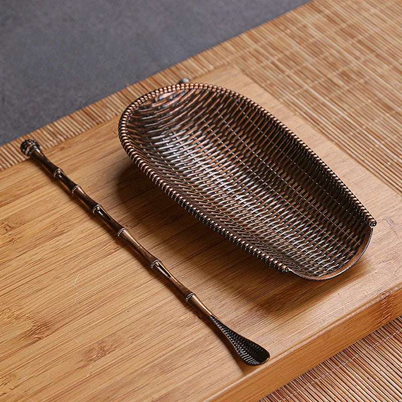 2Pcs/Set Alloy Weaving Chaze Tea Shovel Set Handmade Coffee Bean Taking Tools Traditional Kung Fu Tea-scoop Accessories