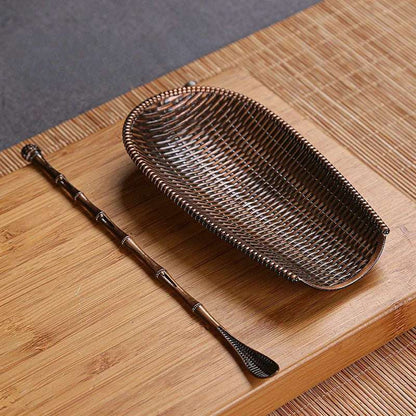 2Pcs/Set Alloy Weaving Chaze Tea Shovel Set Handmade Coffee Bean Taking Tools Traditional Kung Fu Tea-scoop Accessories