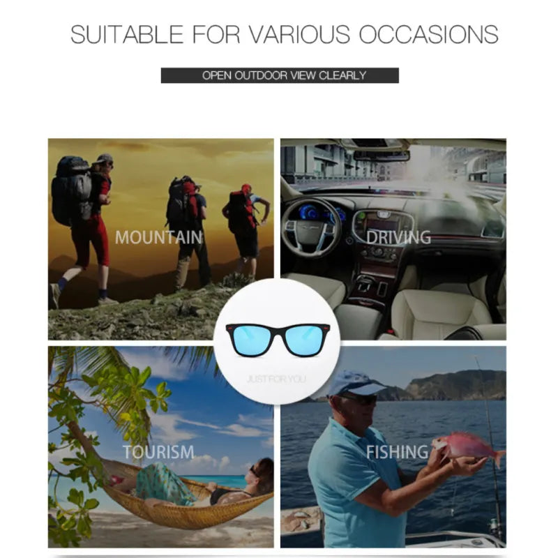 Moda clássica de óculos de sol polarizados Homens homens quadrados de sol copos anti-Glare Goggle Travel Fishing Cycling Sunglasses UV400